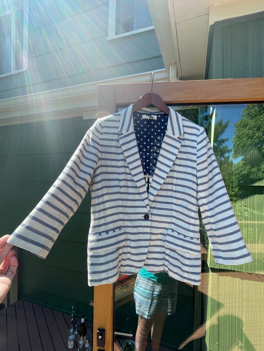 Striped Blue & White Kids Blazer Jacket